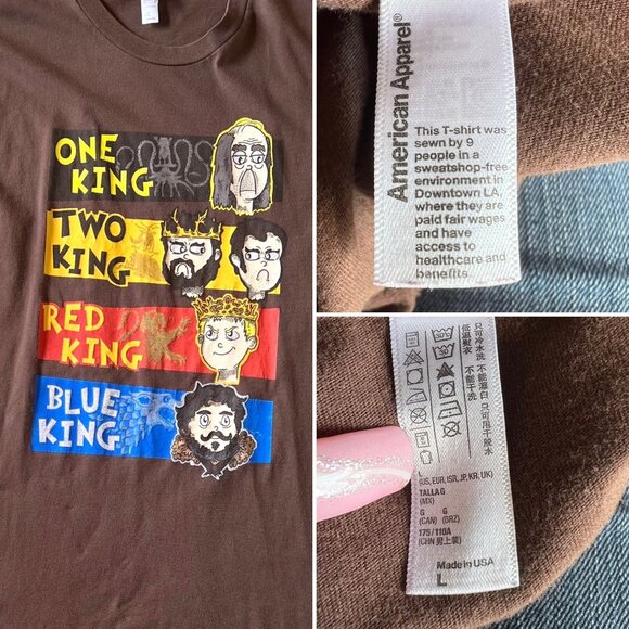 Game Of Thrones Parody Tee Size L One King Two King Red King Blue King - Picture 2 of 5